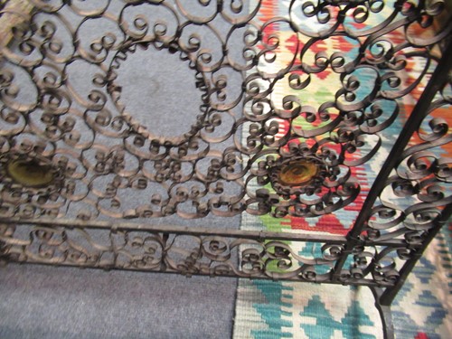 Lot 605 - Two similar wrought iron fire guards, circa 1900