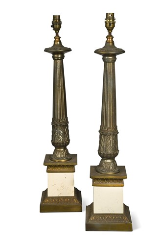 Lot 383 - A pair of decorative table lamps in the classical style, 20th century