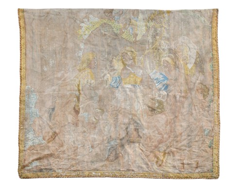 Lot 426 - A French partially worked tapestry, early 18th century