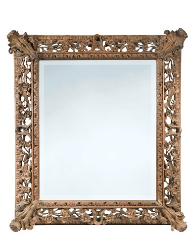 Lot 361 - A carved wood wall mirror, 19th century