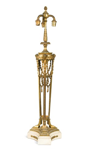 Lot 410 - An Empire style gilt metal and onyx lamp, late 19th century