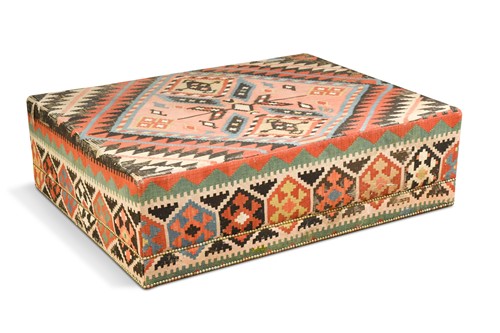 Lot 474 - A rectangular Kelim covered ottoman, 20th century