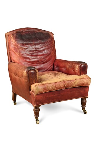 Lot 520 - A late Victorian walnut leather armchair
