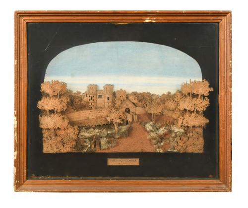 Lot 397 - A cork diorama of Carisbrooke Castle in 1660, 19th century