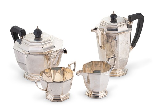 Lot 682 - A mid 20th century silver four-piece tea set