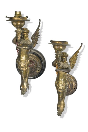Lot 521 - A pair of small gilt metal Victorian wall light brackets