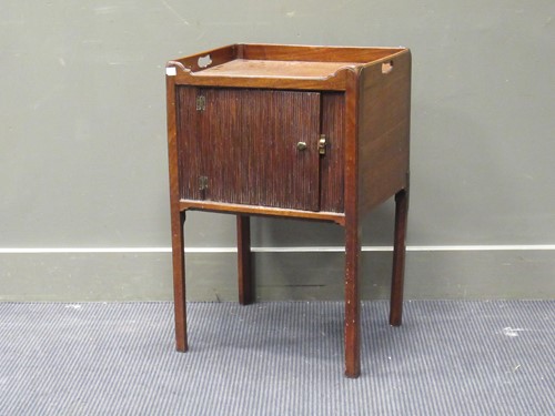 Lot 393 - A George III tambour fronted mahogany night...