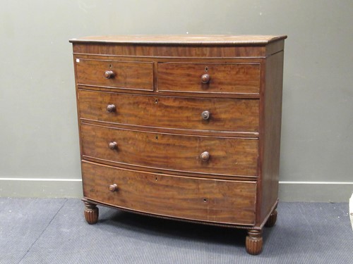 Lot 396 - A Victorian bow fronted chest of drawers