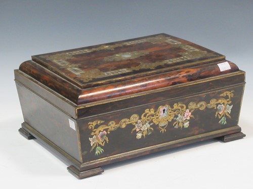 Lot 124 - A workbox fitted with mother of pearl interior,...