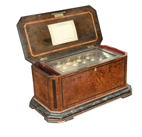 Lot 523 - Samuel Troll Fils, A Swiss amboyna crank-wind cylinder music box, 19th century