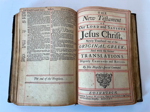 Lot 102 - The Holy Bible, Edinburgh: James Watson 1715,...