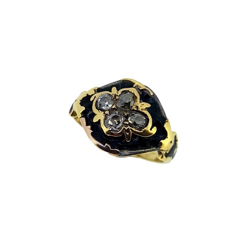 Lot 72 - A Victorian diamond set mourning ring
