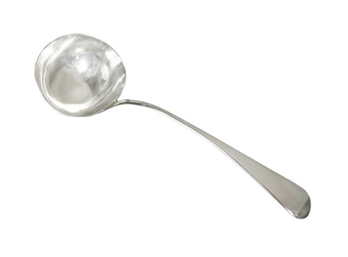 Lot 573 - A William IV silver soup ladle
