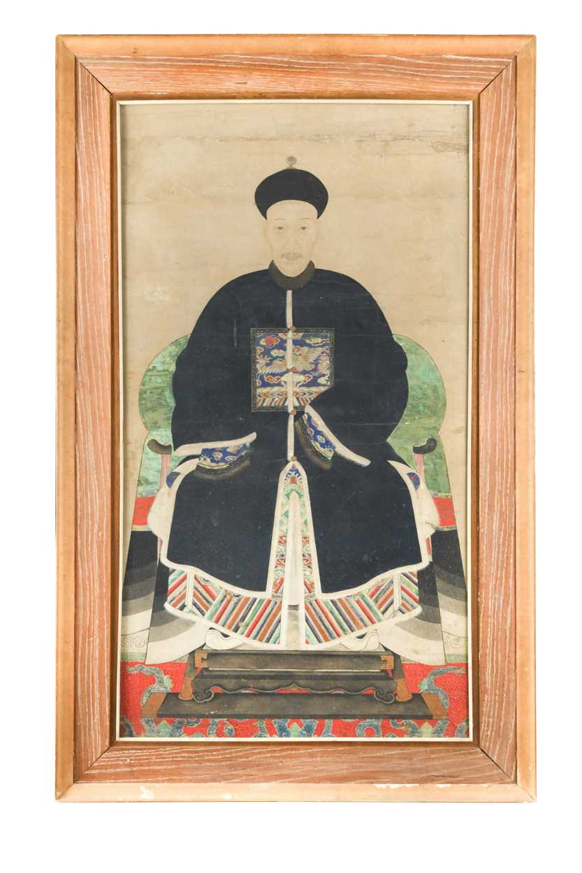 Lot 172 - A late Qing Dynasty Chinese ancestor portrait of a male court official