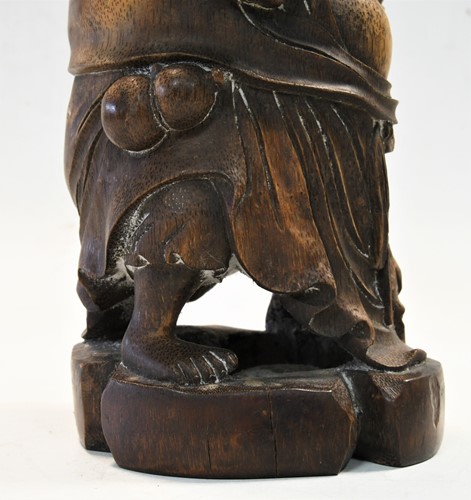 Lot 160 - A Chinese bamboo carving of Liu Hai and the greedy toad, Qing Dynasty, 19th century