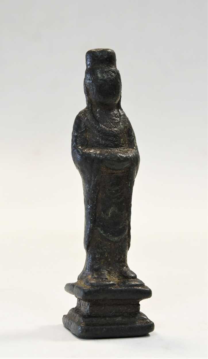 Lot 161 - A Chinese bronze figure of a Bodhisattva, Liao Dynasty (916AD - 1125AD)