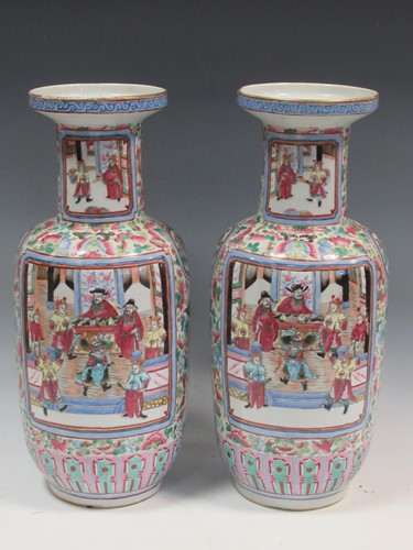 Lot 39 - A pair of large Chinese Famille Rose vases,...