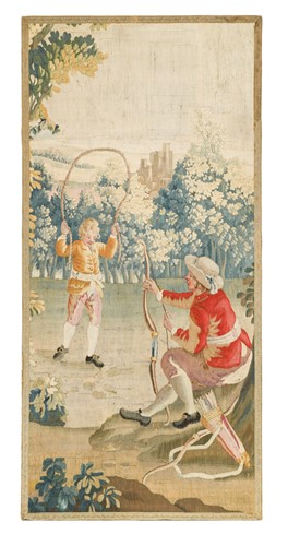Lot 335 - A French tapestry panel fragment, 18th century