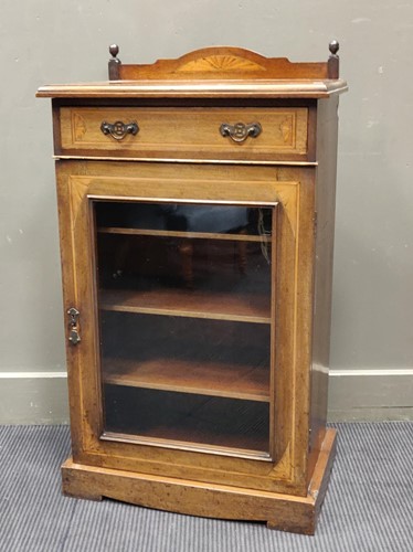 Lot 621 - A Victorian mahogany side cabinet with glazed...