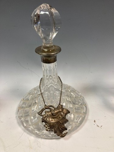 Lot 24 - Four glass decanters, two with cut and...