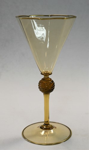 Lot 28 - A set of six Salviati Venetian Renaissance Revival wine glasses, circa 1900