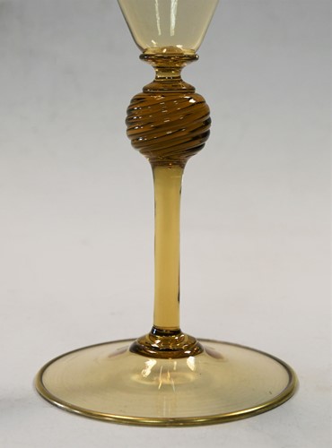 Lot 28 - A set of six Salviati Venetian Renaissance Revival wine glasses, circa 1900
