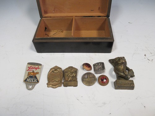 Lot 28 - A black laquered box decorated with RAF badge...