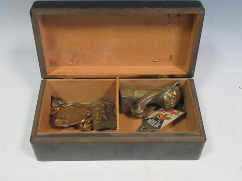 Lot 28 - A black laquered box decorated with RAF badge...