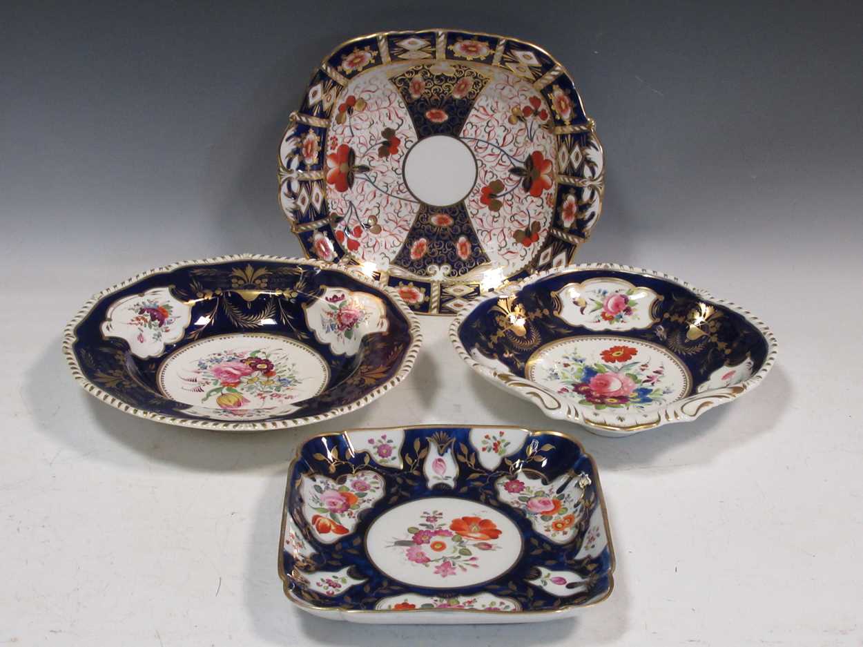 Lot 2 - Four Derby and Davenport plates decorated with...