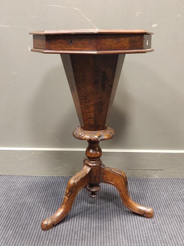 Lot 486 - A Victorian walnut trumpet work table, the...