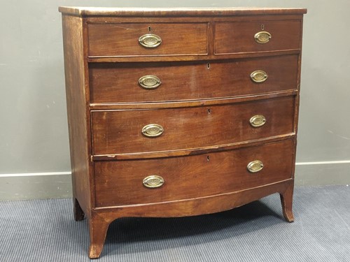 Lot 535 - A 19th century mahogany bow front chest of...