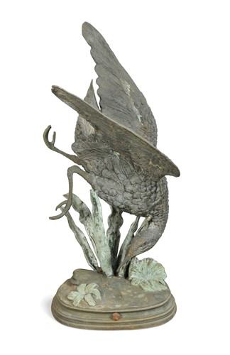 Lot 668 - A cast bronze of a game bird, after Antoine-Louis Barye (1795-1875)