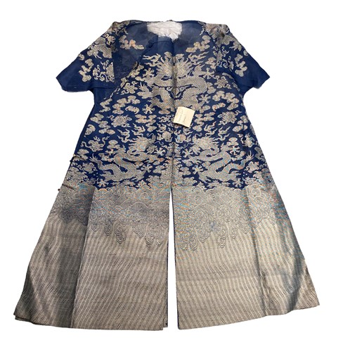 Lot 149 - A Chinese Mandarin's blue and silver summer dragon robe, circa 1930