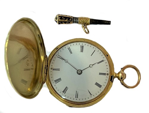 Lot 367 - Unsigned - An enamelled full hunter dress pocket watch