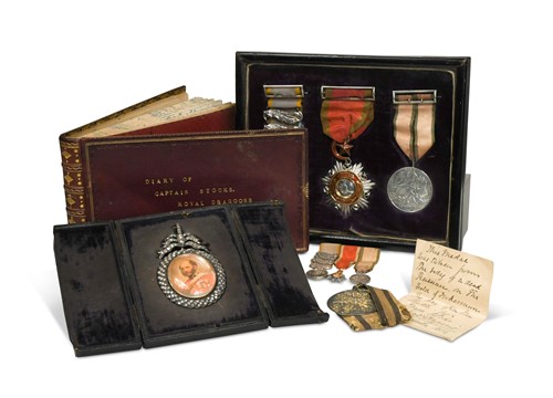 Lot 532 - A Crimean War medal group of three, and hand written diary
