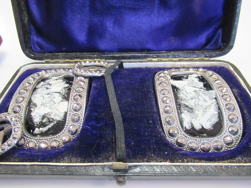 Lot 242 - A pair of cut steel shoe buckles in fitted box...