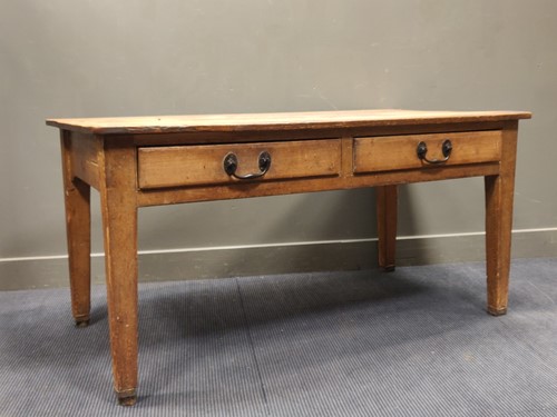 Lot 631 - A pine farmhouse table with two drawers, 75 x...