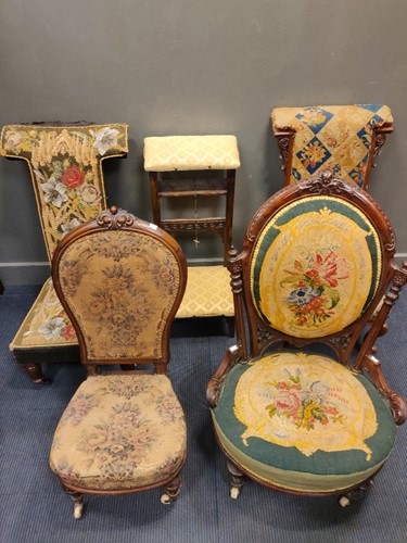 Lot 571 - Three 19th century Prie Dieu chairs and two...