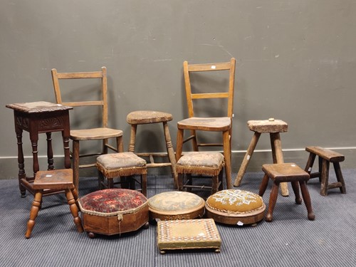 Lot 548 - A good collection of milking stools,...