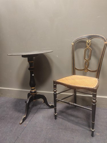 Lot 484 - A Victorian slate top tripod table, 71 x 51cm,...