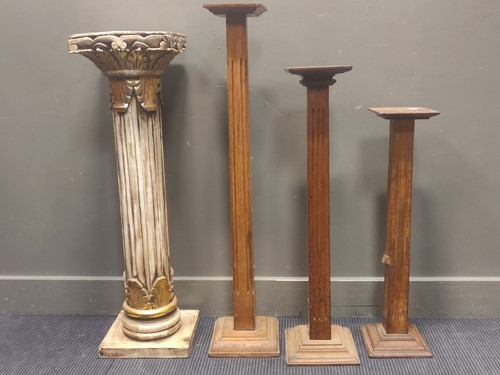 Lot 562 - A gilt decorated carved wood column together...