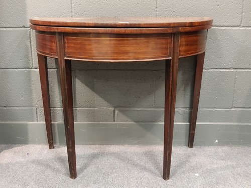 Lot 515 - A Demi-lune mahogany tea table, 74 x 92 x 45cm
