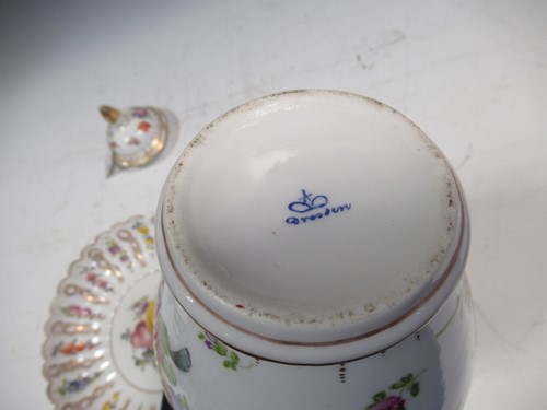 Lot 15 - A Dresden dish 24cm diameter and vase with lid,...