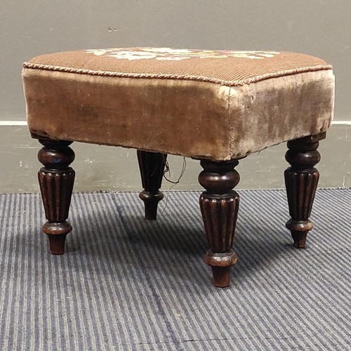 Lot 656 - A Gillows style mahogany footstool with reeded...
