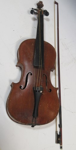 Lot 58 - A violin 59cm long and a bow (2)