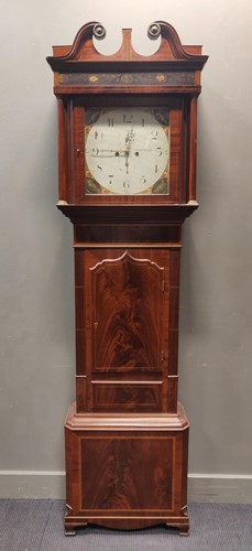 Lot 653 - A 19th century inlaid mahogany long case clock...