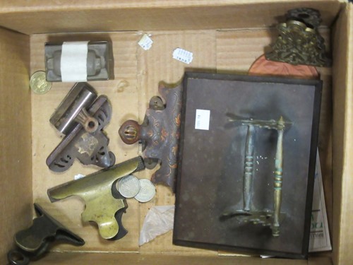 Lot 36 - Metalware - pen rest, pair bull vessels or...