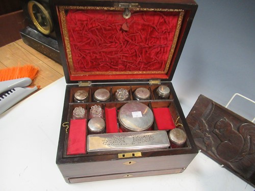 Lot 7 - A 19th rosewood fitted dressing box with...