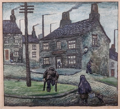 Lot 471 - Bill Brookes, Th'owd Vets; the reverse painted...