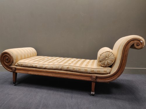 Lot 645 - A Regency chaise Longue with yellow stripped...